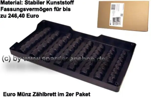 Spardose Euro-Münzbrett, 2er-Paket Zählbrett für das Euro Hartgeld D Spardose Euro-Münzbrett, 2er-Paket Zählbrett für das Euro Hartgeld D