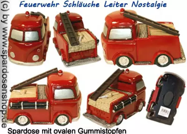 Spardose FeuerwehrSpardose Feuerwehrauto Schläuche Leiter Nostalgie Gesamt Nostalgie klein Gesamt