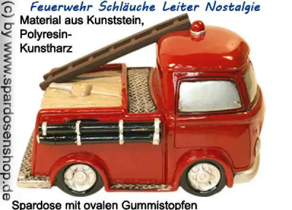 Spardose Feuerwehrauto Schläuche Leiter Nostalgie E