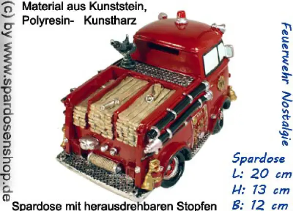 Spardose Feuerwehr Nostalgie F