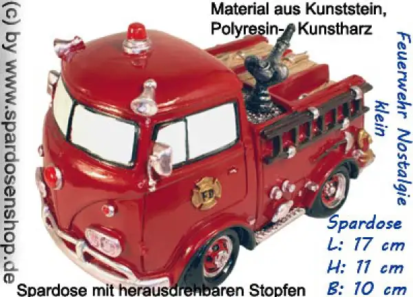 Spardose Feuerwehr Nostalgie klein A