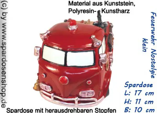 Spardose Feuerwehr Nostalgie klein B