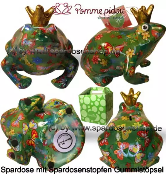 Spardose Spartier Pomme Pidou Frosch Max grün Keramik Gesamt