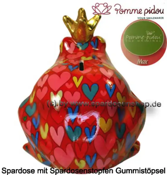 Spardose Spartier Pomme Pidou Frosch Max rot Keramik D