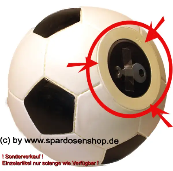 Großspardose Fußball weiß/ schwarz mit großen Spardosenschloss Sonderverkauf B