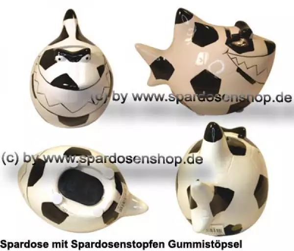 Spardose Spartier Design Fussball-Hai Keramik Gesamt
