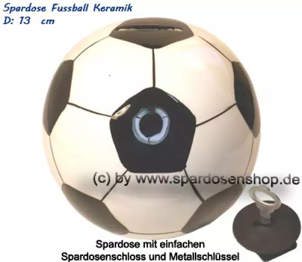 Spardose Fußball Keramik schwarz weiß Sportwette Tippgemeinschaft Sparschwein 