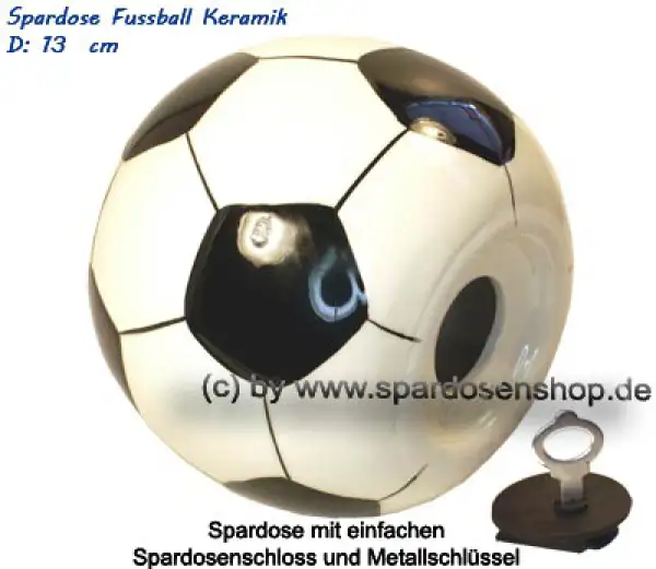 Spardose Fußball Keramik weiß / schwarz C