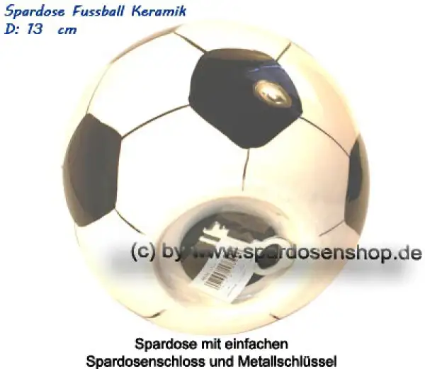 Spardose Fussball Keramik weiß / schwarz E