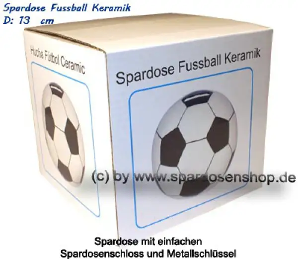 Spardose Fußball Keramik weiß / schwarz F
