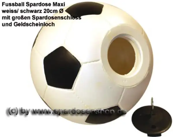 Großspardose Fußball weiß/ schwarz mit großen Spardosenschloss Maße ca.: D= 20 cm B Großspardose Fußball weiß/ schwarz mit großen Spardosenschloss Maße ca.: D= 20 cm B
