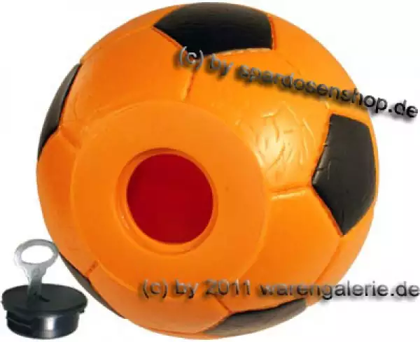 Spardose Fußball 3 Farbvariante orange/schwarz