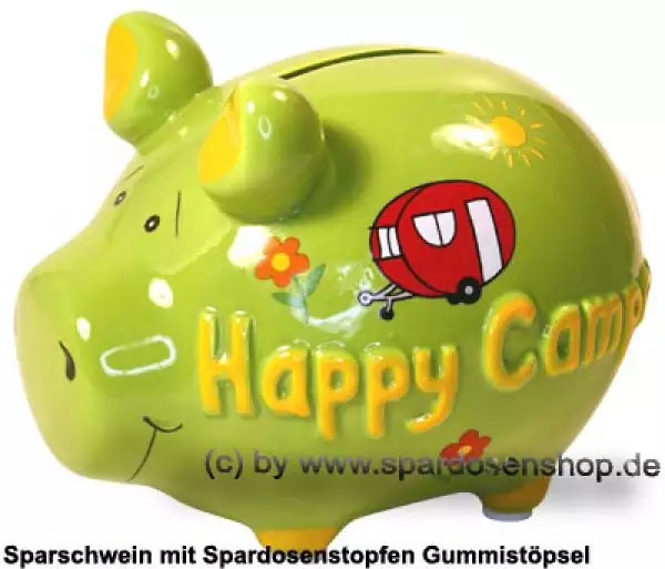 Sparschwein Kleinsparschwein 3D Design Happy Camper Keramik A