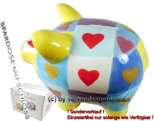Sparschwein mit Herzdekor gelb B