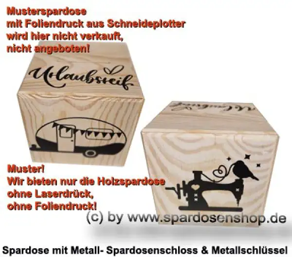 Spardose Holzwürfel Rohling natur Muster F