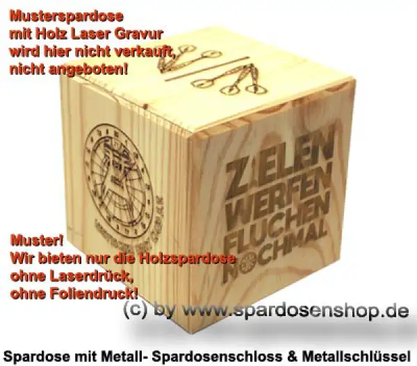 Spardose Holzwürfel Rohling natur Muster B