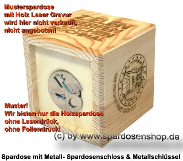 Spardose Holzwürfel Rohling natur Muster E