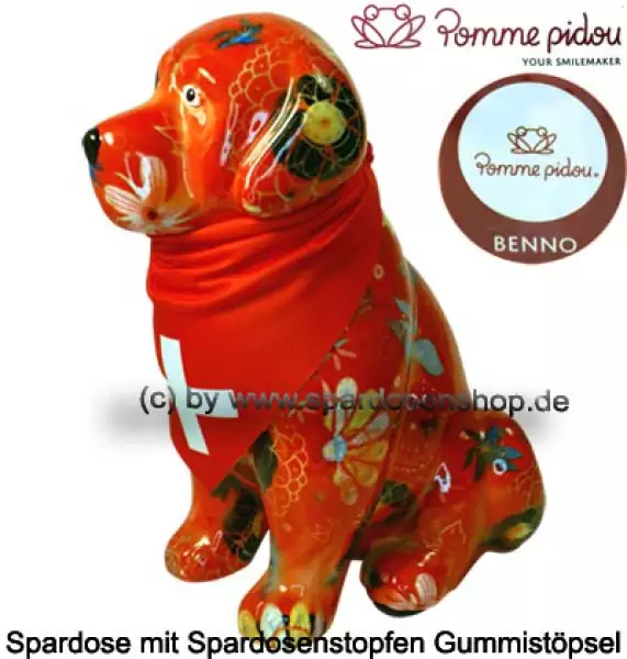 Spardose Spartier Pomme Pidou Hund Benno orange Keramik A