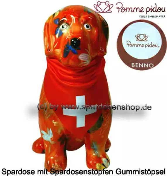 Spardose Spartier Pomme Pidou Hund Benno orange Keramik B