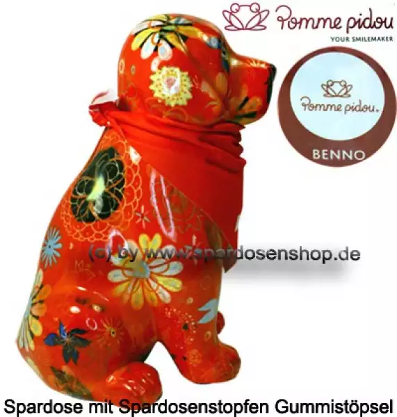 Spardose Spartier Pomme Pidou Hund Benno orange Keramik C