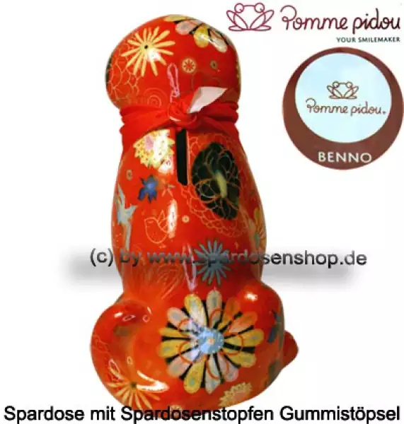 Spardose Spartier Pomme Pidou Hund Benno orange Keramik D