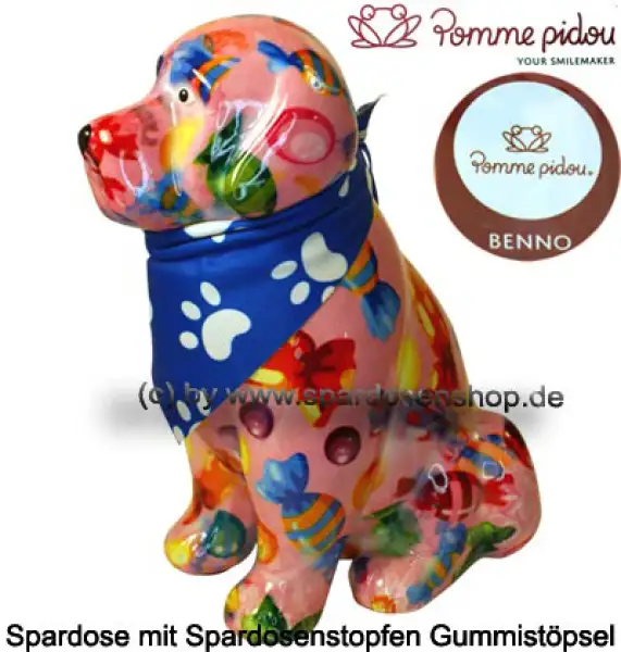 Spardose Spartier Pomme Pidou Hund Benno rosa Keramik A