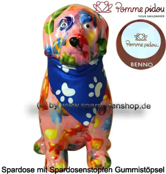 Spardose Spartier Pomme Pidou Hund Benno rosa Keramik B