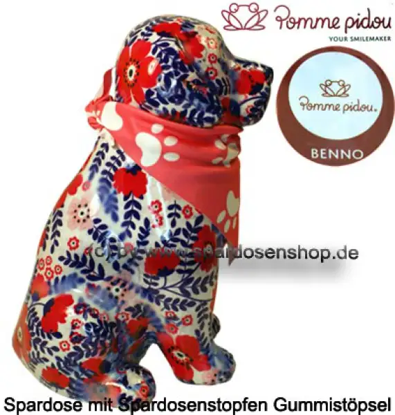 Spardose Spartier Pomme Pidou Hund Benno weißblau Keramik C Spardose Spartier Pomme Pidou Hund Benno weißblau Keramik C