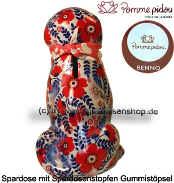 Spardose Spartier Pomme Pidou Hund Benno weißblau Keramik D Spardose Spartier Pomme Pidou Hund Benno weißblau Keramik D