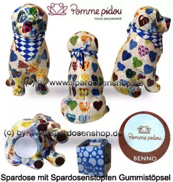 Spardose Spartier Pomme Pidou Hund Benno weiß Keramik Gesamt