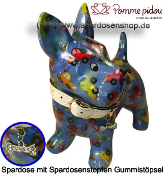Spardose Spartier Pomme Pidou Hund Bommer blau Keramik B Spardose Spartier Pomme Pidou Hund Bommer blau Keramik B