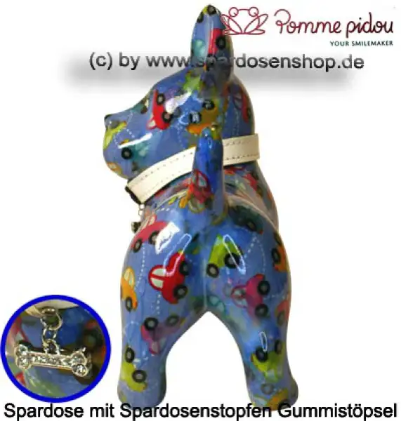 Spardose Spartier Pomme Pidou Hund Bommer blau Keramik D Spardose Spartier Pomme Pidou Hund Bommer blau Keramik D
