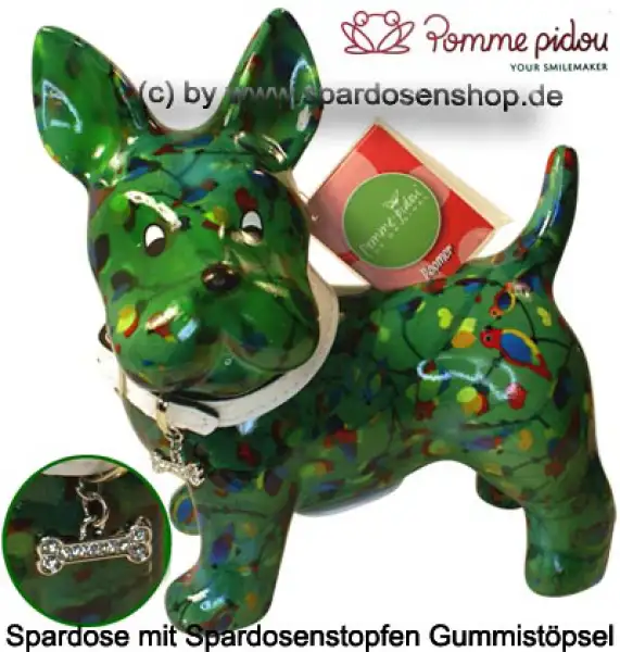 Spardose Spartier Pomme Pidou Hund Bommer dunkelgrün Keramik A Spardose Spartier Pomme Pidou Hund Bommer dunkelgrün Keramik A