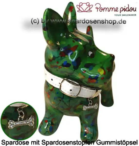 Spardose Spartier Pomme Pidou Hund Bommer dunkelgrün Keramik B Spardose Spartier Pomme Pidou Hund Bommer dunkelgrün Keramik B