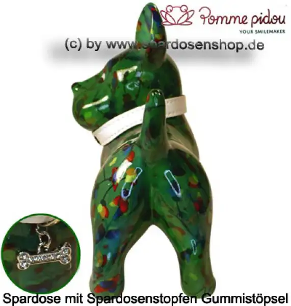 Spardose Spartier Pomme Pidou Hund Bommer dunkelgrün Keramik D Spardose Spartier Pomme Pidou Hund Bommer dunkelgrün Keramik D