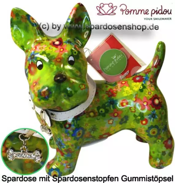 Spardose Spartier Pomme Pidou Hund Bommer hellgrün Keramik A