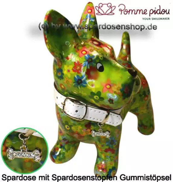 Spardose Spartier Pomme Pidou Hund Bommer hellgrün Keramik B