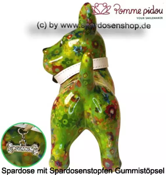 Spardose Spartier Pomme Pidou Hund Bommer hellgrün Keramik D