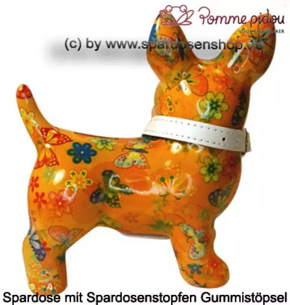 Spardose Spartier Pomme Pidou Hund Bommer orange Keramik C