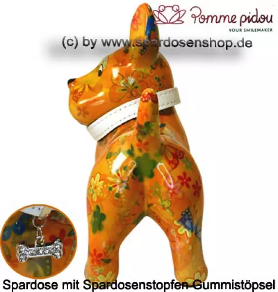 Spardose Spartier Pomme Pidou Hund Bommer orange Keramik D