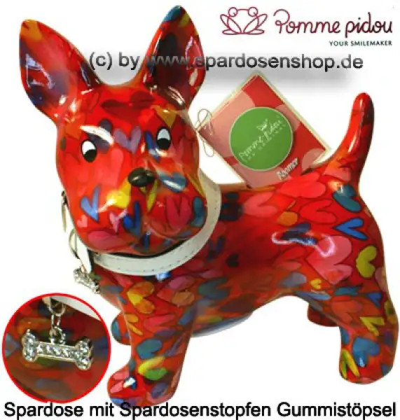 Spardose Spartier Pomme Pidou Hund Bommer rot Keramik A Spardose Spartier Pomme Pidou Hund Bommer rot Keramik A