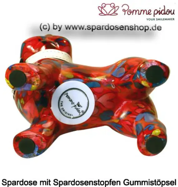 Spardose Spartier Pomme Pidou Hund Bommer rot Keramik E