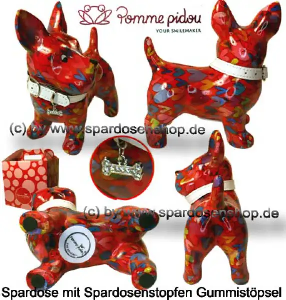 Spardose Spartier Pomme Pidou Hund Bommer rot Keramik Gesamt Spardose Spartier Pomme Pidou Hund Bommer rot Keramik Gesamt