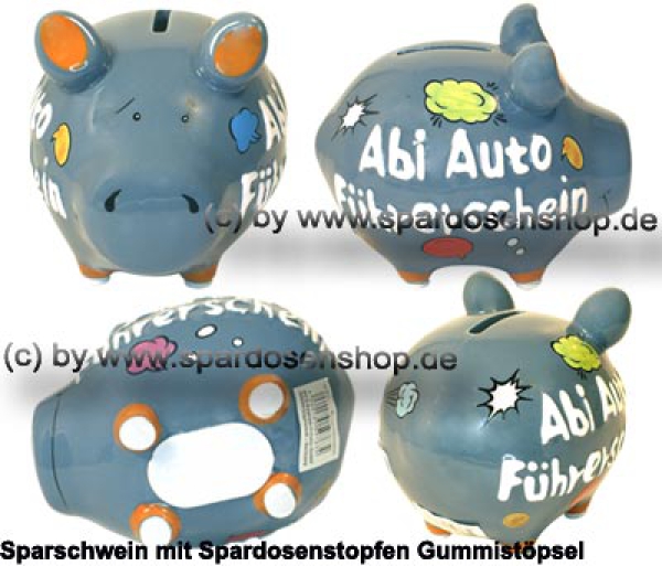 Sparschwein Kleinsparschwein 3D Design Abi Auto Führerschein Keramik Gesamt