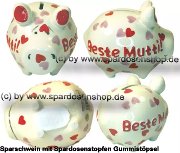 Sparschwein Kleinsparschwein 3D Design Beste Mutti! Keramik Gesamt
