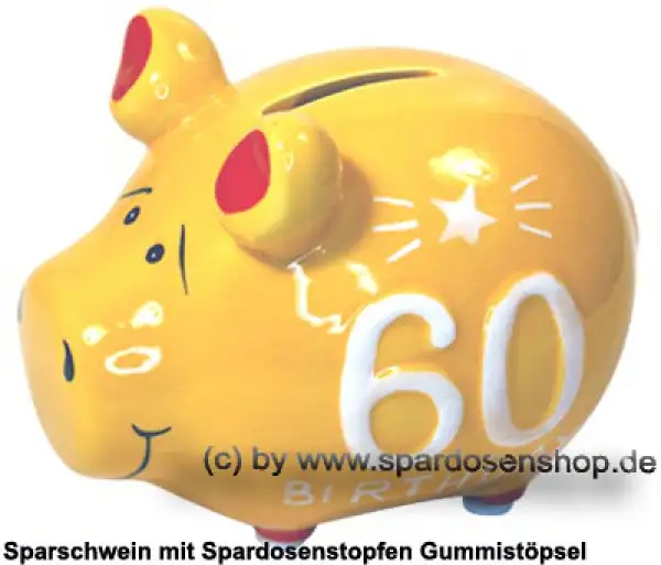 Sparschwein Kleinsparschwein 3D Design 60 Birthday! Keramik A Sparschwein Kleinsparschwein 3D Design 60 Birthday! Keramik A