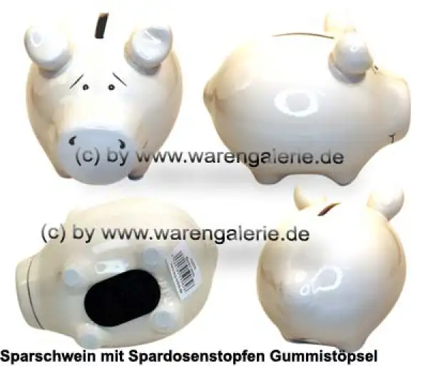 Sparschwein Kleinsparschwein ohne Design Blanko weiß Keramik Gesamt