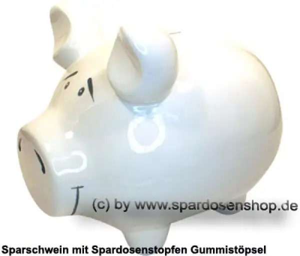 Sparschwein ohne Design Blanko mittelgroß weiß Keramik A