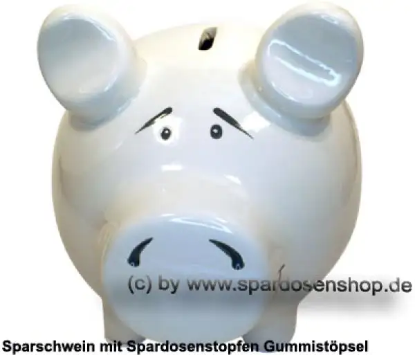 Sparschwein ohne Design Blanko mittelgroß weiß Keramik B