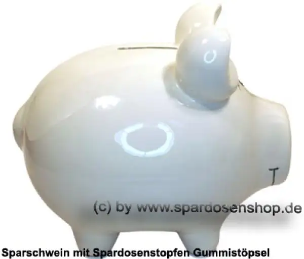 Sparschwein ohne Design Blanko mittelgroß weiß Keramik C